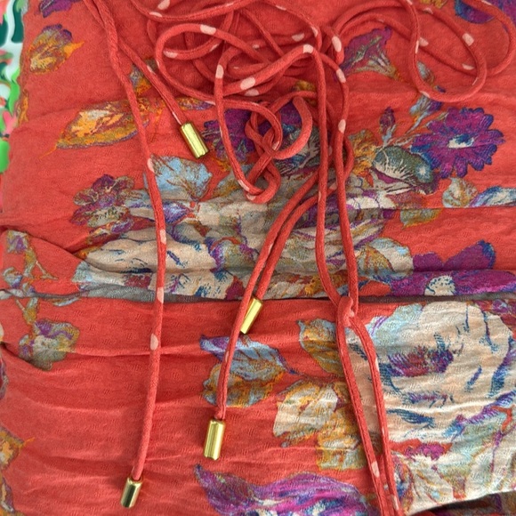 Free People Juniper V Neck Maxi Dress Floral Polka Dot Empire Waist X-LARGE - Picture 12 of 14